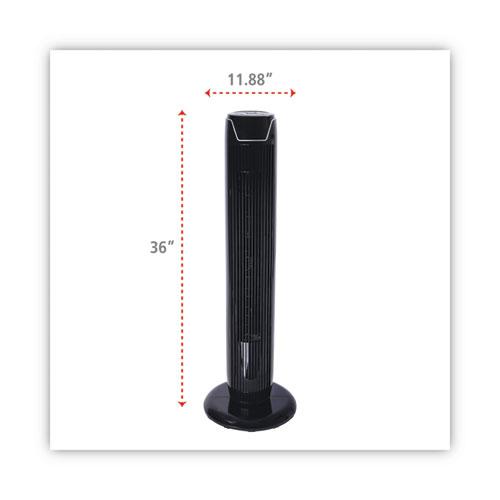 36" 3-Speed Oscillating Tower Fan with Remote Control, Plastic, Black. Picture 2
