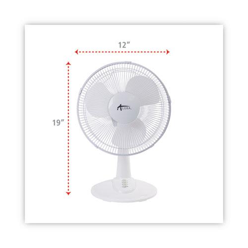 12" 3-Speed Oscillating Desk Fan, Plastic, White. Picture 2