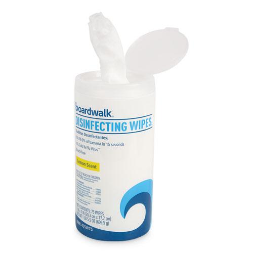Disinfecting Wipes, 7 x 8, Lemon Scent, 75/Canister, 3 Canisters/Pack. Picture 5