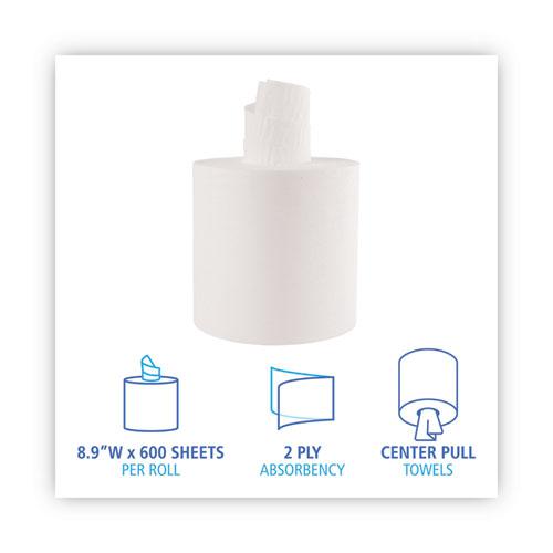 Center-Pull Roll Towels, 2-Ply, 7.6 x 8.9, White, 600/Roll, 6/Carton. Picture 2