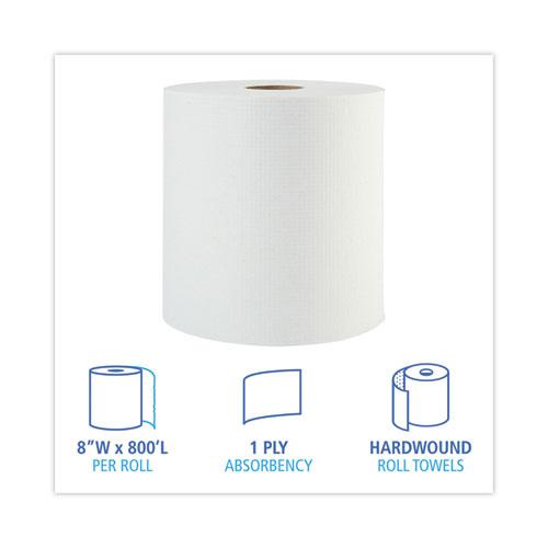 Hardwound Paper Towels, 1-Ply, 8" x 800 ft, White, 6 Rolls/Carton. Picture 2