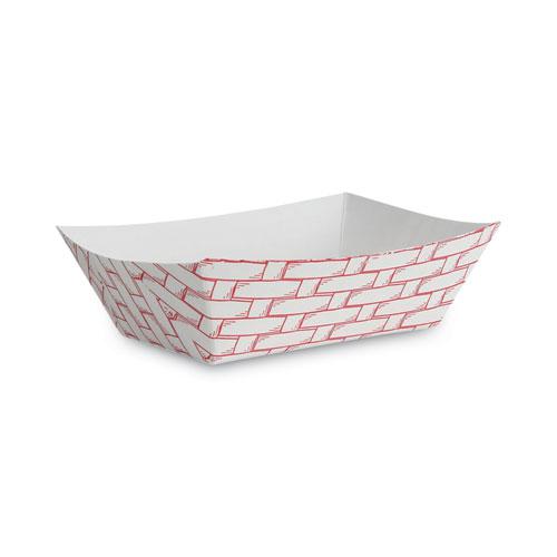 Paper Food Baskets, 1 lb Capacity, Red/White, 1,000/Carton. Picture 1