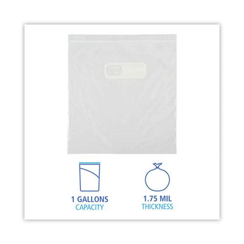 Reclosable Food Storage Bags, 1 gal, 1.75 mil, 10.5" x 11", Clear, 250/Box. Picture 3