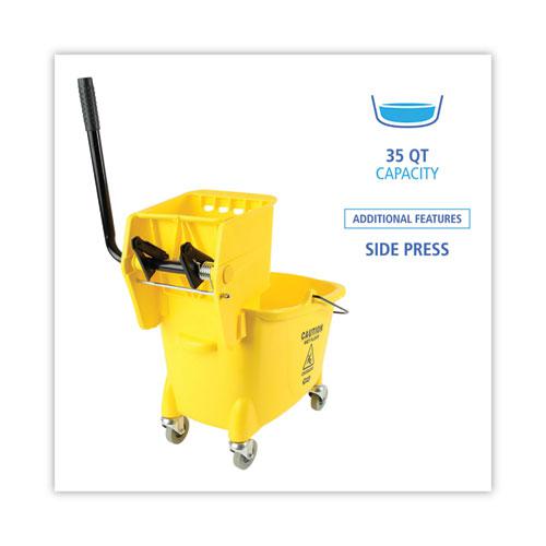Pro-Pac Side-Squeeze Wringer/Bucket Combo, 8.75 gal, Yellow/Silver. Picture 3