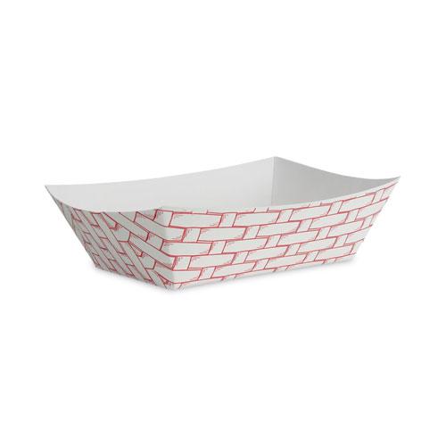 Paper Food Baskets, 3 lb Capacity, Red/White, 500/Carton. Picture 1