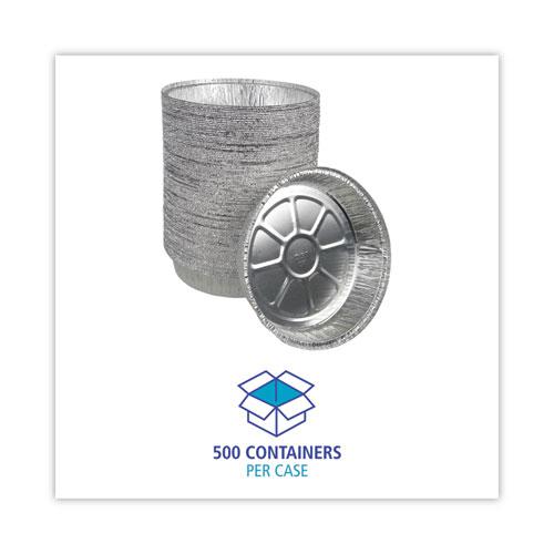 Round Aluminum To-Go Containers, 48 oz, 9" Diameter x 1.66"h, Silver, 500/Carton. Picture 7