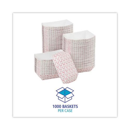 Paper Food Baskets, 0.25 lb Capacity, 2.69 x 4 x 1.05, Red/White, 1,000/Carton. Picture 3