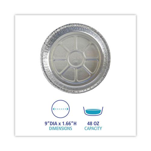 Round Aluminum To-Go Containers, 48 oz, 9" Diameter x 1.66"h, Silver, 500/Carton. Picture 5
