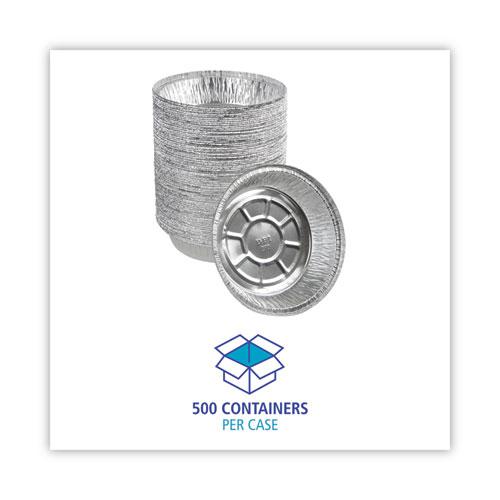 Round Aluminum To-Go Containers, 24 oz, 7" Diameter x 1.47"h, Silver, 500/Carton. Picture 7