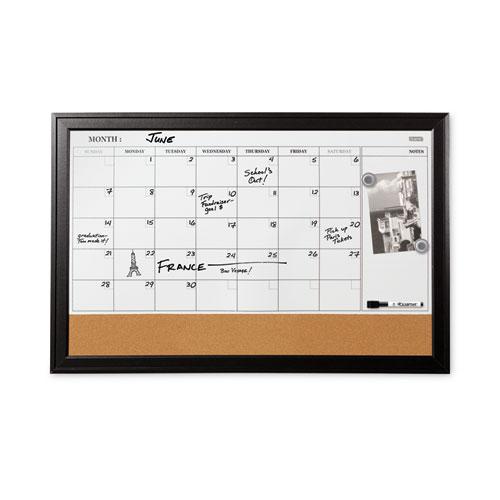 Home Decor Magnetic Combo Dry Erase Board with Cork Board on Bottom, 23 x 17, Tan/White Surface, Espresso Wood Frame. Picture 3