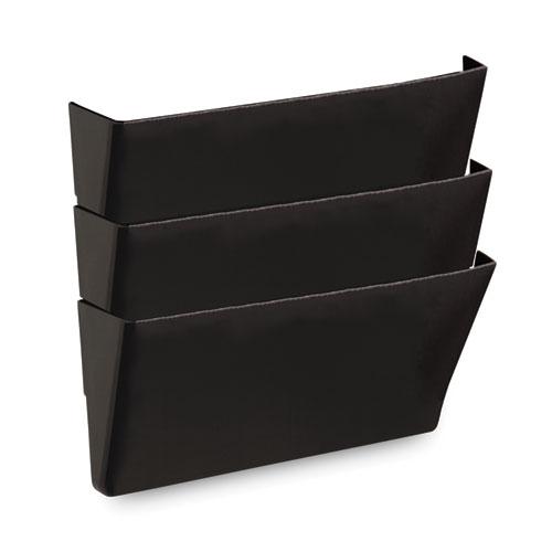 Wall File Pockets, 3 Sections, Letter Size,13" x 4.13" x 14.5", Black, 3/Pack. Picture 3