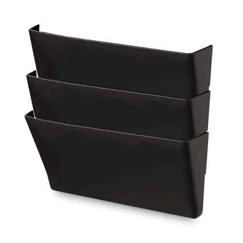Wall File Pockets, 3 Sections, Letter Size,13" x 4.13" x 14.5", Black, 3/Pack. Picture 4