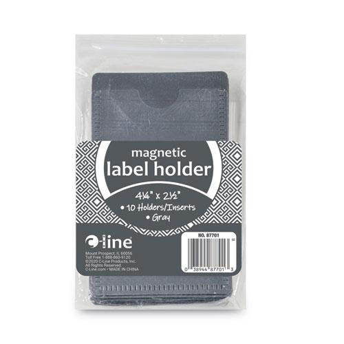 Slap-Stick Magnetic Label Holders, Side Load, 4.25 x 2.5, Gray, 10/Pack. Picture 5