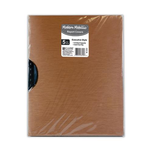 Modern Metallic Executive Style Report Cover, Swing Clip,  8.5 x 11, Bronze/Bronze, 5/Pack. Picture 6