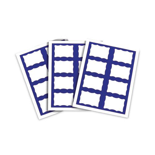 Laser Printer Name Badges, 3 3/8 x 2 1/3, White/Blue, 200/Box. Picture 1