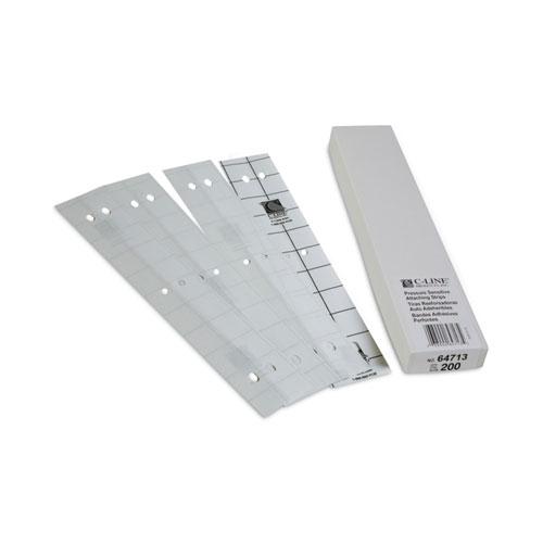 Self-Adhesive Attaching Strips, 3-Hole Punched, 1 x 11, Clear, 200/Box. Picture 2