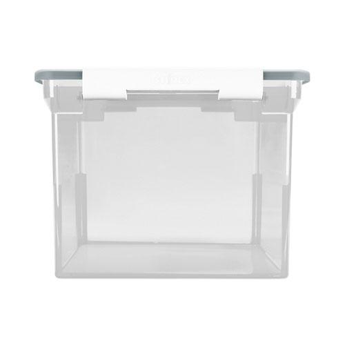 Portable File Tote with Locking Handles, Letter/Legal Files, 18.5" x 14.25" x 10.88", Clear/Silver. Picture 5