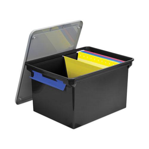 Portable File Tote with Locking Handles, Letter/Legal Files, 18.5" x 14.25" x 10.88", Black/Silver. Picture 4