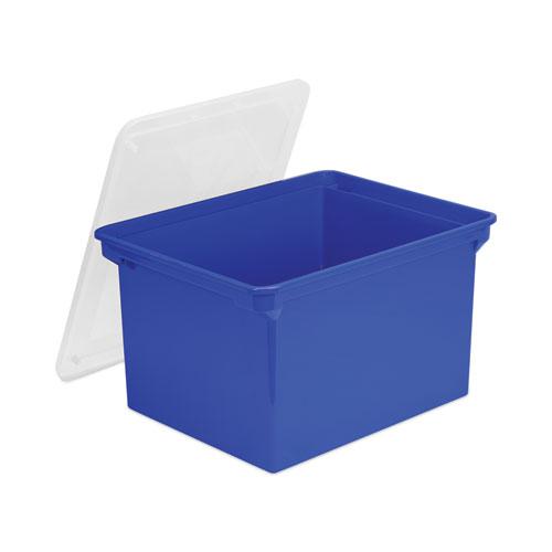 Plastic File Tote, Letter/Legal Files, 18.5" x 14.25" x 10.88", Blue/Clear. Picture 2