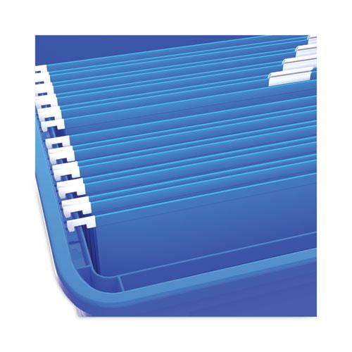Plastic File Tote, Letter/Legal Files, 18.5" x 14.25" x 10.88", Blue/Clear. Picture 5
