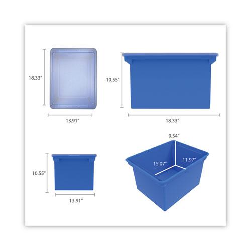 Plastic File Tote, Letter/Legal Files, 18.5" x 14.25" x 10.88", Blue/Clear. Picture 6