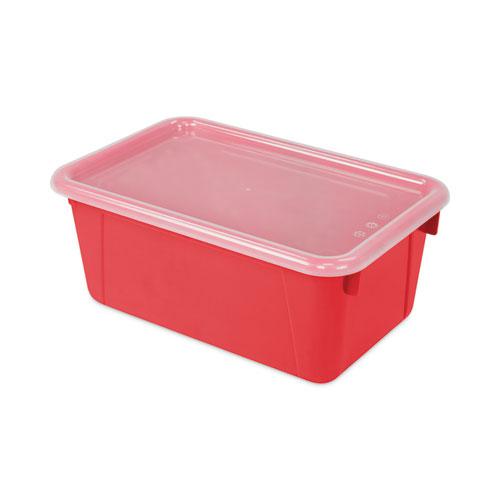 Cubby Bins, Lids Included, 12.25" x 7.75" x 5.13", Red, 6/Pack. Picture 4
