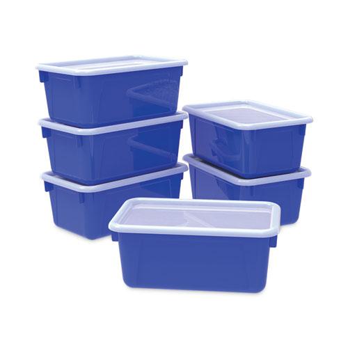 Cubby Bins, Lids Included, 12.25" x 7.75" x 5.13", Blue, 6/Pack. Picture 2