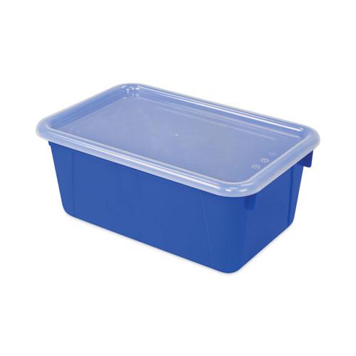 Cubby Bins, Lids Included, 12.25" x 7.75" x 5.13", Blue, 6/Pack. Picture 4