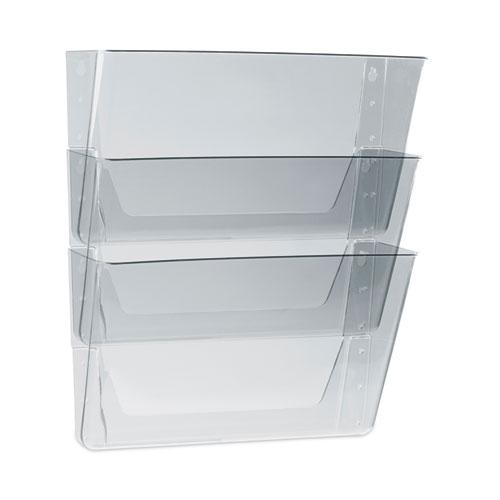 Wall File, 3 Sections, Letter Size, 13" x 4" x 14",  Clear, 3/Set. Picture 4