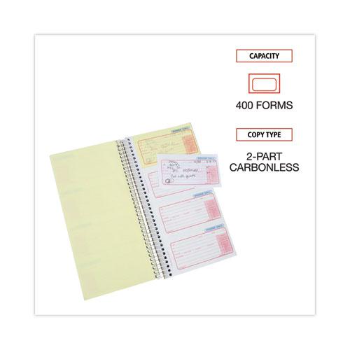 Wirebound Message Books, Two-Part Carbonless, 5 x 2.75, 4/Page, 400 Forms. Picture 4