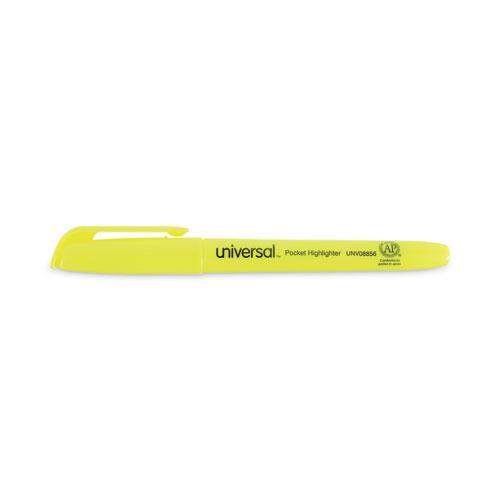 Pocket Highlighter Value Pack, Fluorescent Yellow Ink, Chisel Tip, Yellow Barrel, 36/Pack. Picture 3