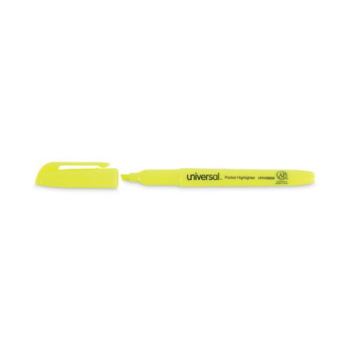 Pocket Highlighter Value Pack, Fluorescent Yellow Ink, Chisel Tip, Yellow Barrel, 36/Pack. Picture 7