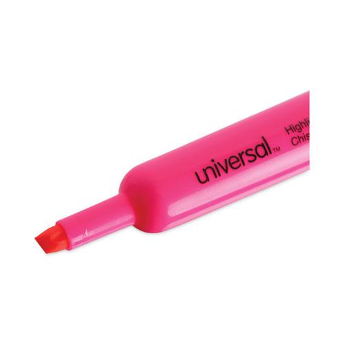 Desk Highlighters, Fluorescent Pink Ink, Chisel Tip, Pink Barrel, Dozen. Picture 6