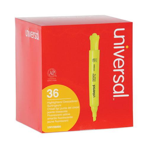 Desk Highlighter Value Pack, Fluorescent Yellow Ink, Chisel Tip, Yellow Barrel, 36/Pack. Picture 2