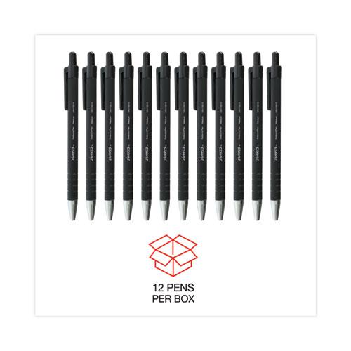Ballpoint Pen, Retractable, Medium 1 mm, Black Ink, Black Barrel, Dozen. Picture 7