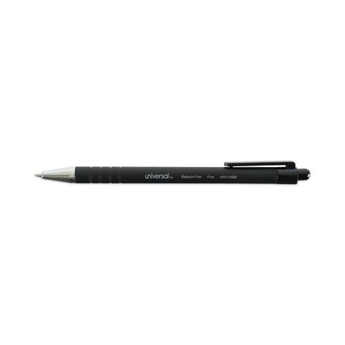 Ballpoint Pen, Retractable, Fine 0.7 mm, Black Ink, Black Barrel, Dozen. Picture 4
