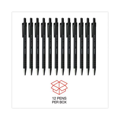 Ballpoint Pen, Retractable, Fine 0.7 mm, Black Ink, Black Barrel, Dozen. Picture 5