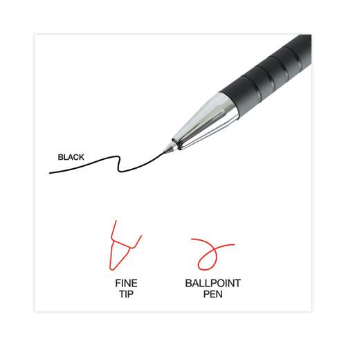Ballpoint Pen, Retractable, Fine 0.7 mm, Black Ink, Black Barrel, Dozen. Picture 7