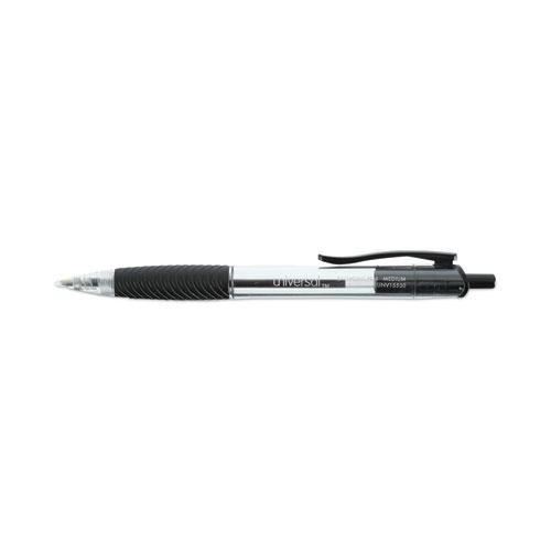 Comfort Grip Ballpoint Pen, Retractable, Medium 1 mm, Black Ink, Clear/Black Barrel, 48/Pack. Picture 3