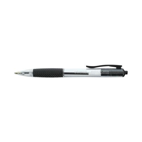 Comfort Grip Ballpoint Pen, Retractable, Medium 1 mm, Black Ink, Clear/Black Barrel, 48/Pack. Picture 4