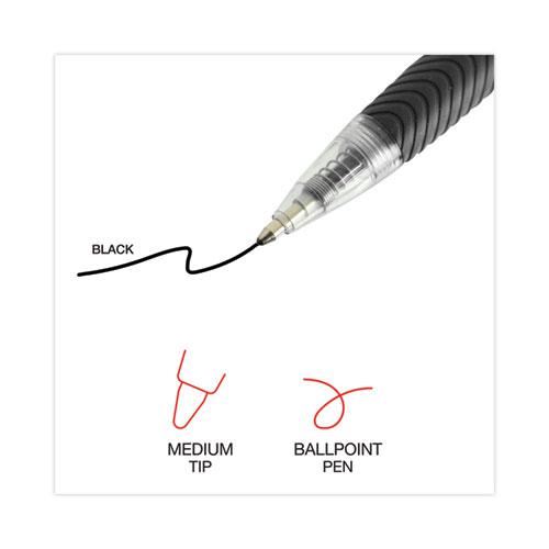 Comfort Grip Ballpoint Pen, Retractable, Medium 1 mm, Black Ink, Clear/Black Barrel, 48/Pack. Picture 6