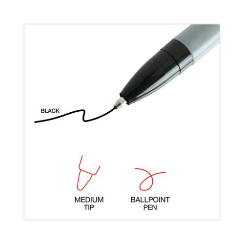 Ballpoint Pen, Stick, Medium 1 mm, Black Ink, Gray Barrel, Dozen. Picture 5