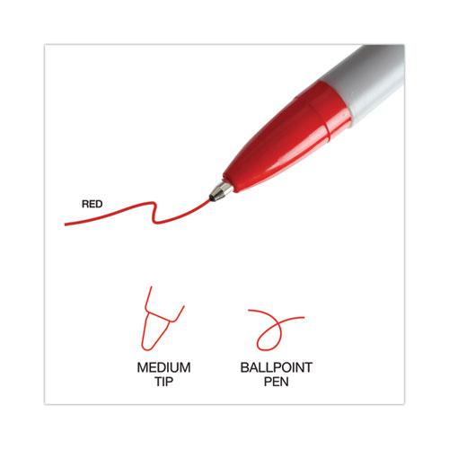 Ballpoint Pen, Stick, Medium 1 mm, Red Ink, Gray Barrel, Dozen. Picture 6