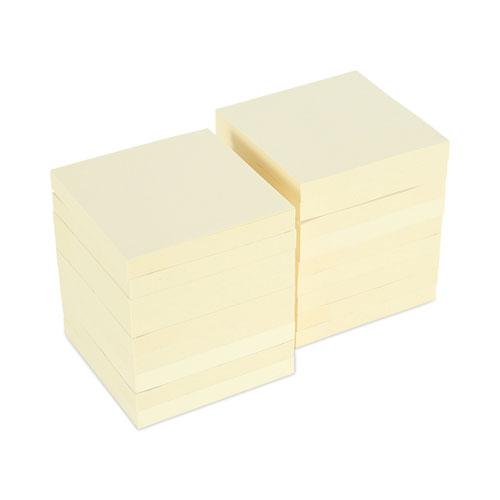 Recycled Self-Stick Note Pads, 3" x 3", Yellow, 100 Sheets/Pad, 18 Pads/Pack. Picture 2