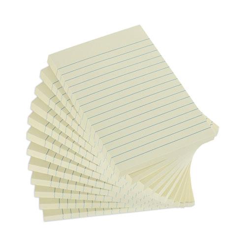 Recycled Self-Stick Note Pads, Note Ruled, 4" x 6", Yellow, 100 Sheets/Pad, 12 Pads/Pack. Picture 4