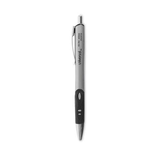 Comfort Grip Gel Pen, Retractable, Medium 0.7 mm, Black Ink, Gray/Black/Silver Barrel, Dozen. Picture 1