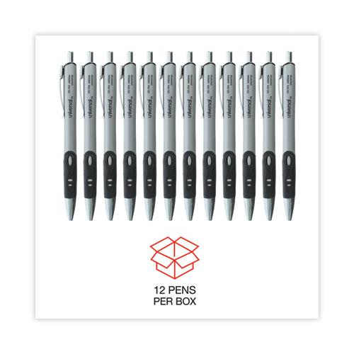 Comfort Grip Gel Pen, Retractable, Medium 0.7 mm, Black Ink, Gray/Black/Silver Barrel, Dozen. Picture 4