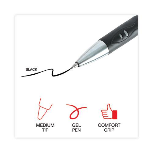 Comfort Grip Gel Pen, Retractable, Medium 0.7 mm, Black Ink, Gray/Black/Silver Barrel, Dozen. Picture 5