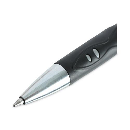 Comfort Grip Gel Pen, Retractable, Medium 0.7 mm, Black Ink, Gray/Black/Silver Barrel, Dozen. Picture 6