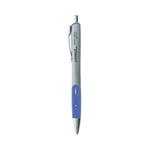Comfort Grip Gel Pen, Retractable, Medium 0.7 mm, Blue Ink, Gray/Blue/Silver Barrel, Dozen. Picture 1
